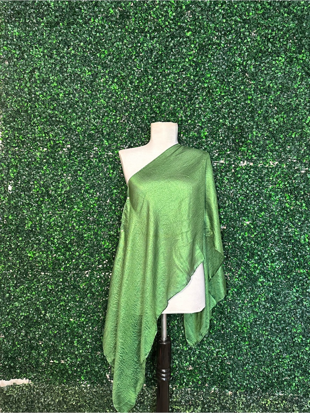 One-Shoulder Shimmery Green Poncho